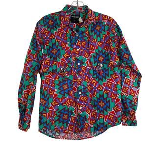 Vintage Frontier Series Western Colorful Button Down Blouse Women's Medium